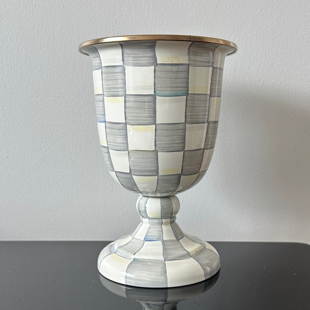 MacKenzie-Childs Checkered Vase with Gold Rim